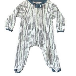 Burt's Bees Baby Blue and White Striped Footie